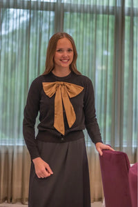 Pause SC4084 Satin Bow Chenille Cardigan FW25-26