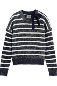 Scotch And Soda  U9B01026T  Striped Tie Neck Sweater FW25-26