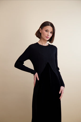 Pashmina 42217 Cable Knit Overlay maxi FW25-26