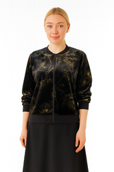 Penny K 95372 Velour Rose Print Zip Top FW25-26