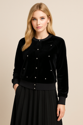 Penny K 27172 Velour Crystal Button Top FW25-26