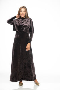 Brittoria 7132841225 Crushed Velour Moch Neck Maxi FW25-26