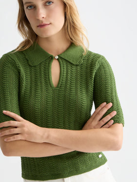 Scotch & Soda U9A01237T Pointelle Collared Knitted Tee