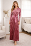 PEN-KY 29931D3 Crushed Velour Tie Front Robe