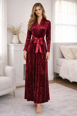 PEN-KY 29931D3 Crushed Velour Tie Front Robe
