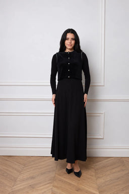 Parni D552 Velour Vest + Mockneck Maxi