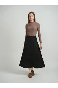 Diciannove WB5CM1611SM Ponte Top Stitch Paneled A Line MIDI Skirt FW25-26
