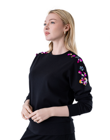 AC  SP4705 Floral Jeweled Shoulder  Top FW25-26