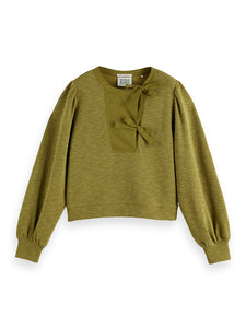 Scotch & Soda U9E01115T Open neck sweatshirt with wove SS26