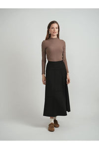 Diciannove WB5CM1611SM Ponte Top Stitch Paneled A Line MIDI Skirt FW25-26